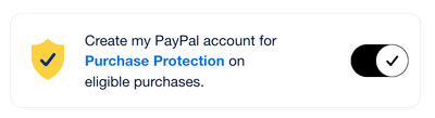 A window for accepting creation of a PayPal account