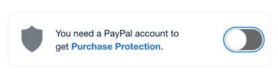A window for not accepting a new PayPal account
