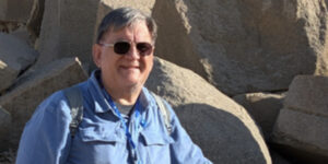 Scot Krueger with granite blocks at the Great Pyramid of Giza